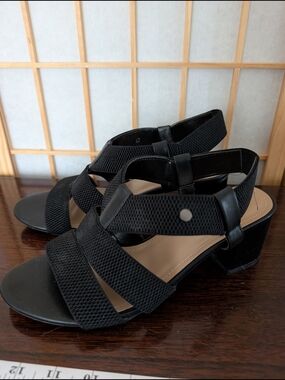 C&M Black Block Heel Sandals - Women's 8